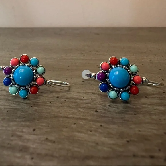 Colorful Cluster Drop Earrings - Picture 3 of 4